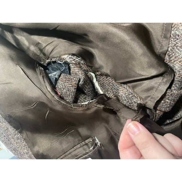 VTG Harris Tweed 2 Button Blazer Herringbone Mens Sz 38 Handwoven Scottish Wool - Picture 12 of 14